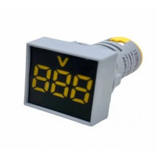 Світлодіодна індикаторна лампа з цифровим вольтметром KLS Electronic AD16-22FSV 60–500 В, жовта, ⌀22 мм